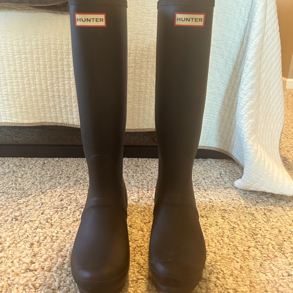 Hunter, Women’s Original Back Adjustable Black Rain Boat, size 10